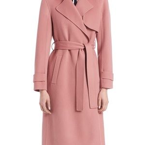 Theory Pink Wool Trench Coat Size M